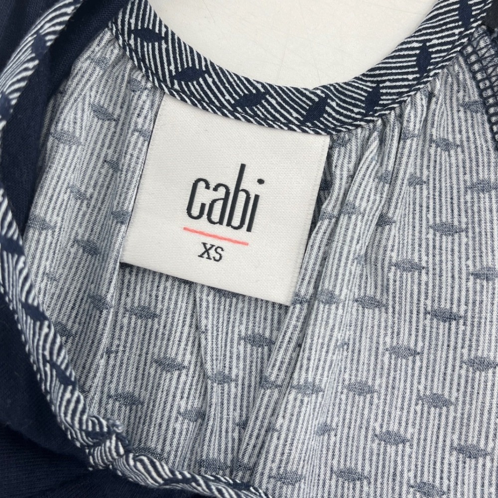 Cabi Tank Top Womens XS Navy Blue Excellent Mixed Media Strappy Keyhole 5202 - Picture 6 of 7